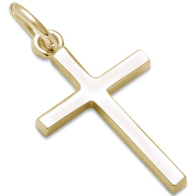 Yellow Gold Plated Small Plain Cross .925 Sterling Silver Pendant