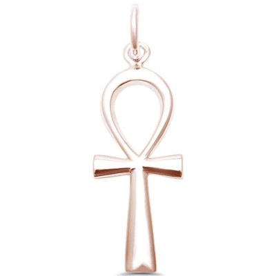 Plain Rose Gold Plated Cross .925 Sterling Silver Pendant