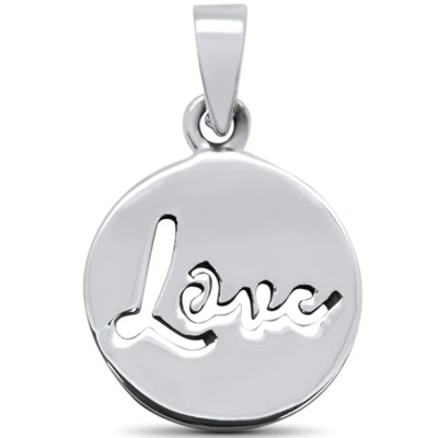 Plain Love Engraved .925 Sterling Silver Pendant