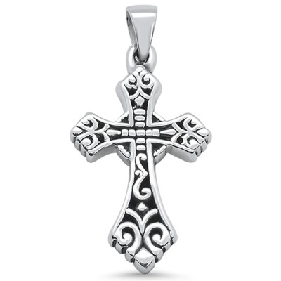 Plain Fancy Design Cross .925 Sterling Silver Pendant