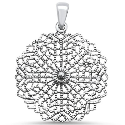 Plain Modern Flower Design .925 Sterling Silver Pendant