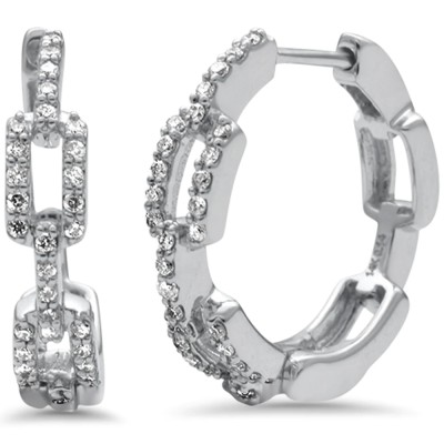 .29ct G SI 14K White Gold Diamond Paperclip Hoop Earrings