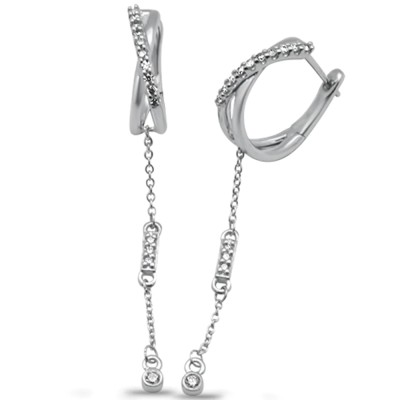 .17ct G SI 14K White Gold Diamond Drop Dangle Hoop Earrings