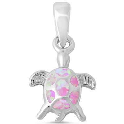 Turtle Pink Opal .925 Sterling Silver Pendant