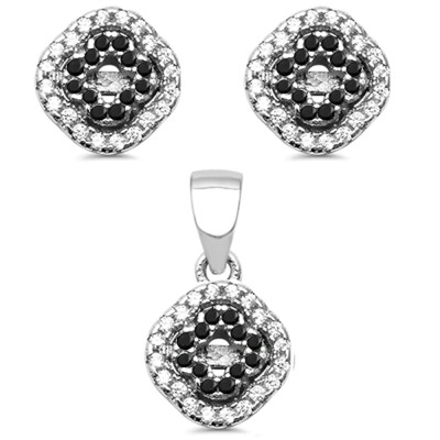 New Design Black Onyx .925 Sterling Silver Earring And Pendant Set