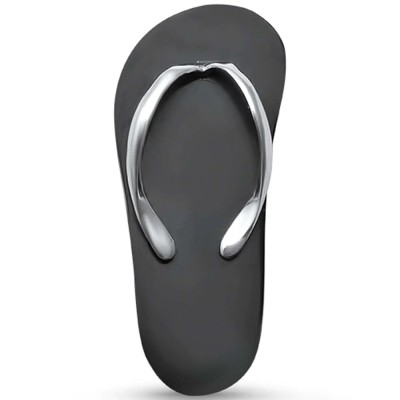 Black Onyx Beach Desgin Sandal Flip Flop .925 Sterling Silver Charm Pendant
