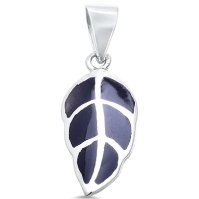 Black Onyx Leaf .925 Sterling Silver Pendant
