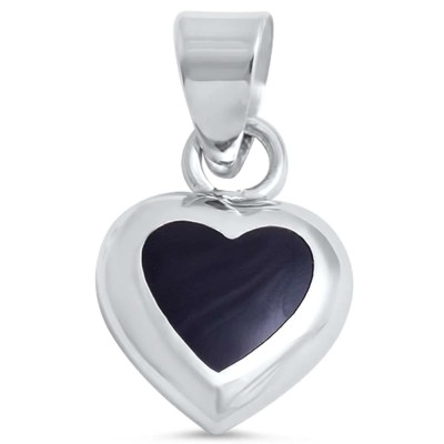 Black Onyx Heart .925 Sterling Silver Pendant
