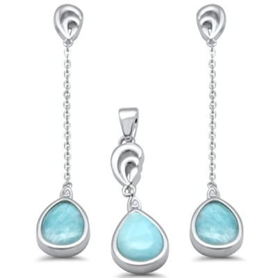 Pear Shape Natural Larimar Dan...