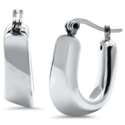Plain Solid Silver Hoop .925 Sterling Silver Earrings