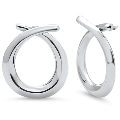 Hoop Modern Design .925 Sterling Silver Earrings