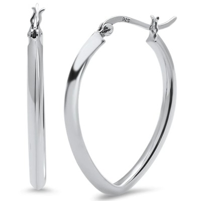 Plain Hoop V Shape .925 Sterling Silver Earrings