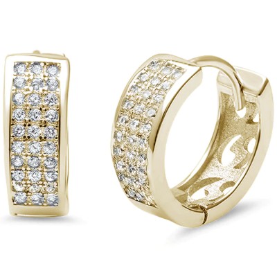 Yellow Gold Plated MicroPave Cubic Zirconia .925 Sterling Silver Earrings