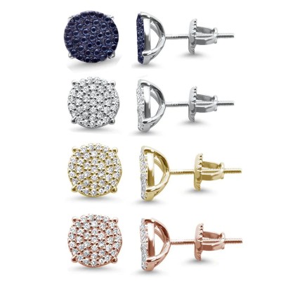 8MM Micro Pave Round CZ .925 Sterling Silver Stud Earrings