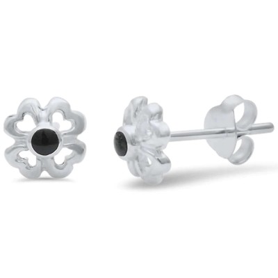 Black Onyx Leaf Clover .925 Sterling Silver Earring