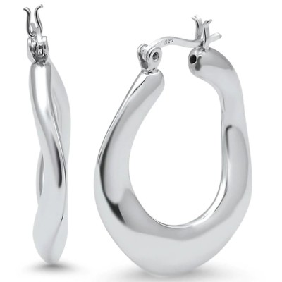 Electroform Plain Thick Hoop .925 Sterling Silver Earrings