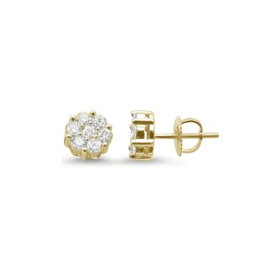 .33CT G SI 14KT Yellow Gold Diamond Flower Stud Earrings