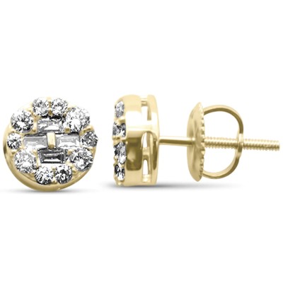 .48ct G SI 14K Yellow Gold Diamond Baguette & Round Earrings