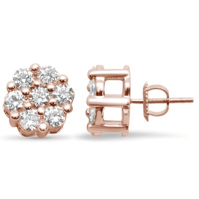 1.55ct G SI 14K Rose Gold Diamond Flower Earrings