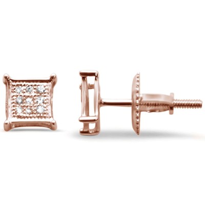 .06ct G SI 10K Rose Gold Diamond Square Micro Pave Earrings