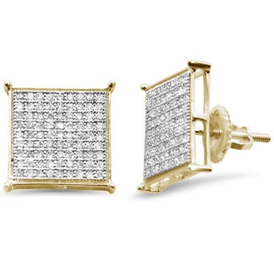 .51ct G SI 14K Yellow Gold Diamond Square Micro Pave Earrings