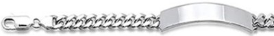 11MM Curb Link ID Bracelet .925 Sterling Silver 8" Long