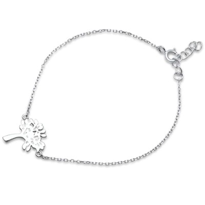 Plain Family Tree Of Life .925 Sterling Silver Bracelet 6"+1" Extension
