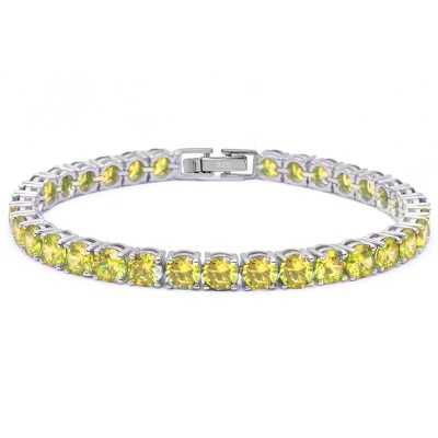 4.5MM Round 14.5CT Yellow Topaz .925 Sterling Silver Bracelet 7.25"