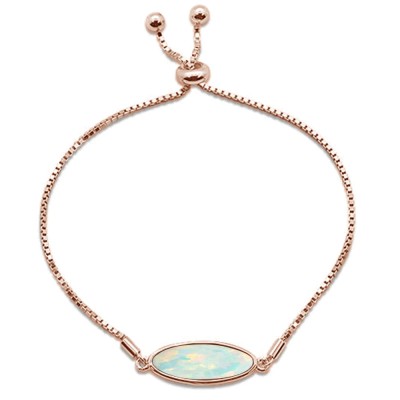 New Rose Gold Plated White Opal .925 Sterling Silver Bracelet