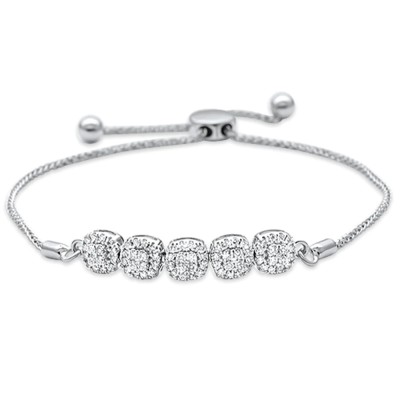 .39ct 14K White Gold Diamond Adjustable Bola Bracelet