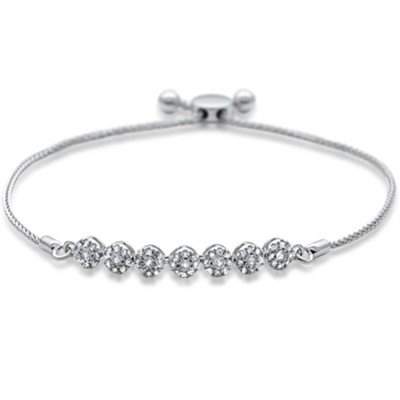 .33ct 14k White Gold Women's Adjustable Diamond Bola Bracelet