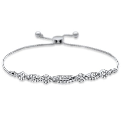 .74ct 14k White Gold Diamond Adjustable Bola Bracelet