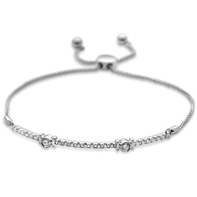 .49ct 14k White Gold Women's Adjustable Diamond Bola Bracelet