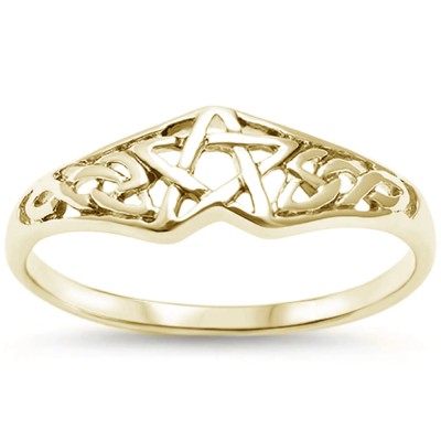 Yellow Gold Plated Celtic Star  .925 Sterling Silver Ring Sizes 4-11