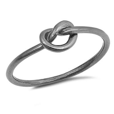 Infinity Heart Knot Black Plated .925 Sterling Silver Ring Sizes 4-10