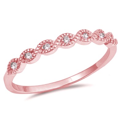 Rose Gold Plated All Seeing Eye Infinity Cubic Zirconia Twisted Prong .925 Sterling Silver Ring Sizes 4