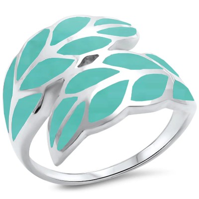 Turquoise Leaf .925 Sterling Silver Ring Sizes 5-12