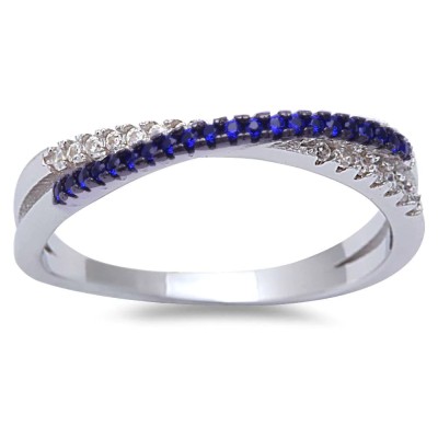 Blue Sapphire Cubic Zirconia Infinity .925 Sterling Silver Ring Sizes 4-10