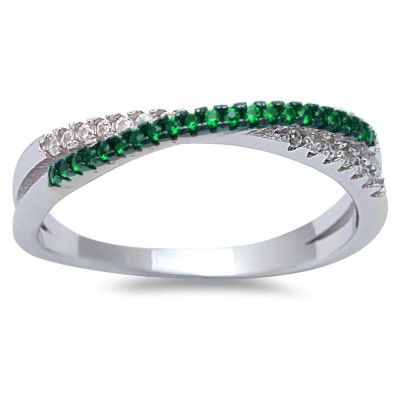 Emerald Cubic Zirconia Infinity .925 Sterling Silver Ring Sizes 4-10
