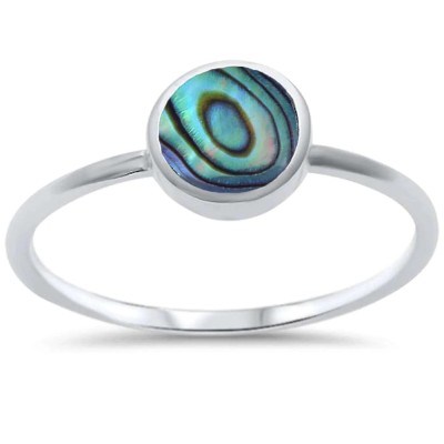 Bezel Abalone Shell .925 Sterling Silver Ring Sizes 5-10 Bezel Abalone Shell .925 Sterling Silver Ring Sizes 5-10