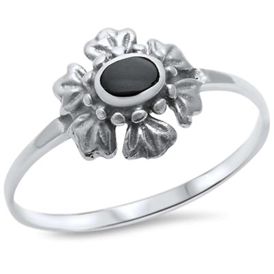 Black Onyx .925 Sterling Silver Ring Sizes 5