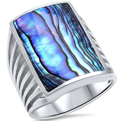 Abalone Shell .925 Sterling Silver Ring Sizes 5-10