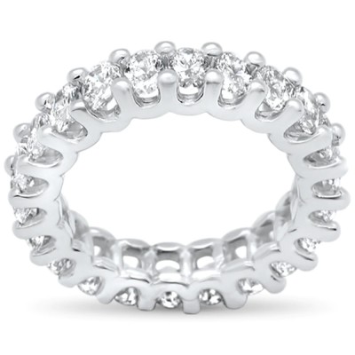 3.12ct G SI 18K White Gold Oval Cut Diamond Eternity Ring Size 6.5