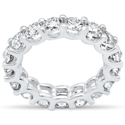 4.22ct G SI 14K White Gold Round Diamond Eternity Ring Size 6.5