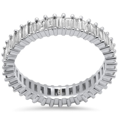 1.30ct G SI 14K White Gold Diamond Baguette Diamond Eternity Band Ring Stackable Size 6.5