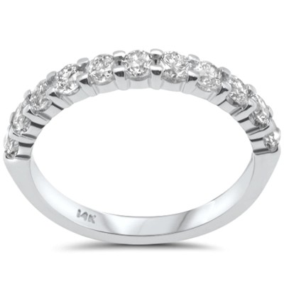 .97ct G SI 14K White Gold Women's Round Diamond Half Eternity Band Ring Size 6.5