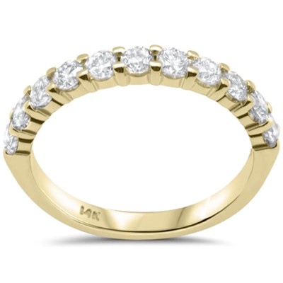 1.06ct G SI 14K Yellow Gold Women's Round Diamond Half Eternity Band Ring Size 6.5