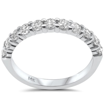 .80ct G SI 14K White Gold Women's Round Diamond Half Eternity Band Ring Size 6.5