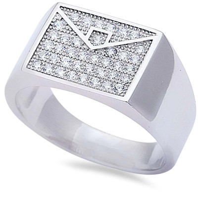 Men's 1ct Pave Cz Hiphop Fashion .925 Sterling Silver Ring Size 8