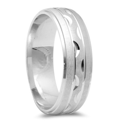 Men's Fancy Designer Diamond Cut Wedding Band .925 Sterling Silver Ring Size 5-12